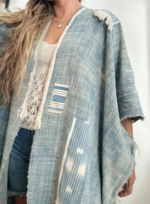 Every Day Caftan in Vintage Baule Patchwork Indigo