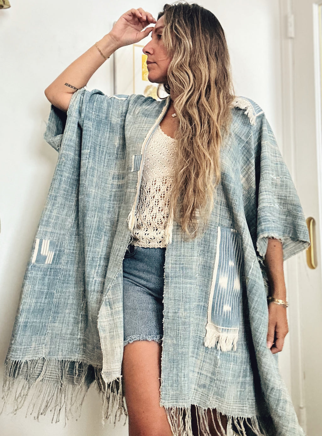 Every Day Caftan in Vintage Baule Patchwork Indigo