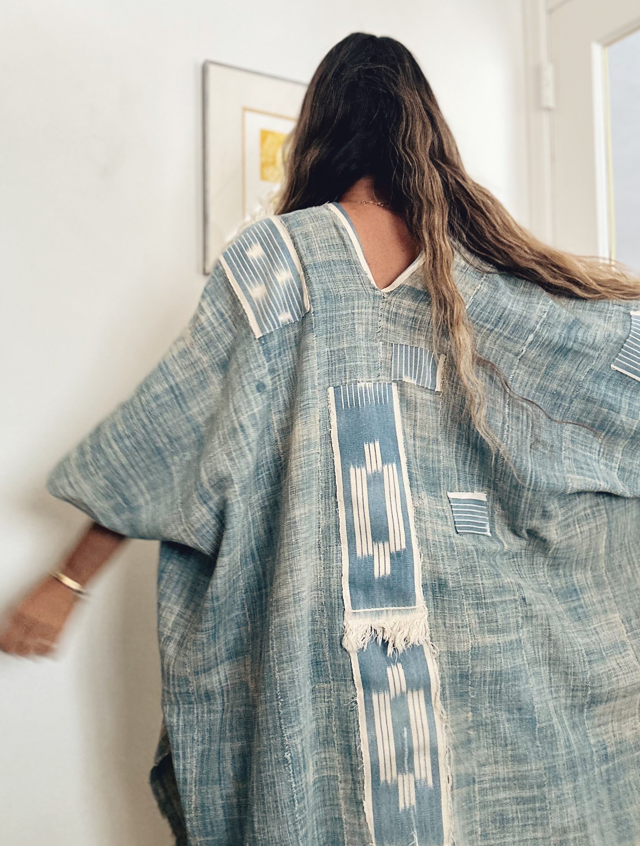 Every Day Caftan in Vintage Baule Patchwork Indigo