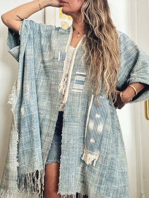Every Day Caftan in Vintage Baule Patchwork Indigo