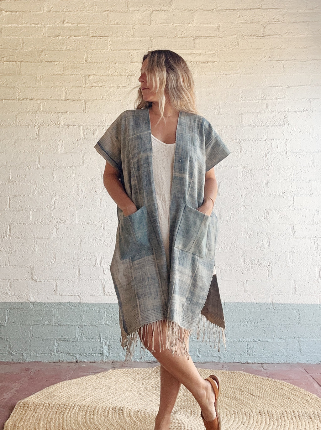 Every Day Caftan in Vintage Indigo with pockets + belt