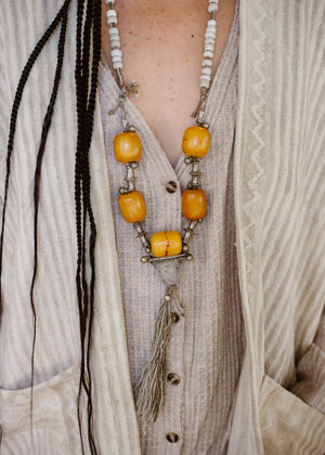 One of a Kind Amber Mala Necklace