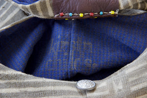 ‘Horizontal Stripe’ Cross Body Bamana Bag with beaded handle