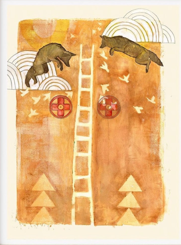 Skyward Return, Coyote and Ladder Giclee Print