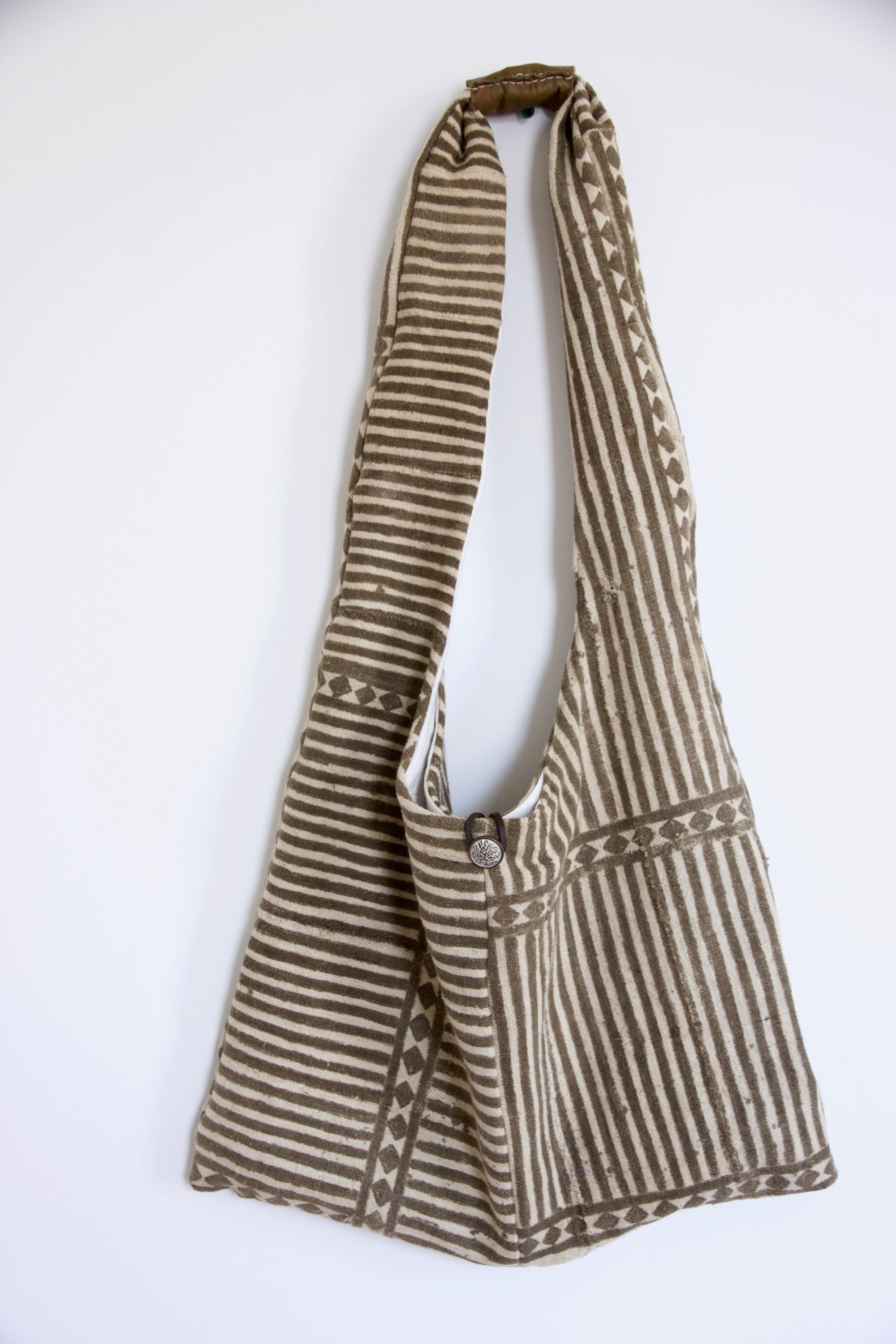 ‘Criss-Cross Stripe’ Mud Cloth Cross  Body Bag